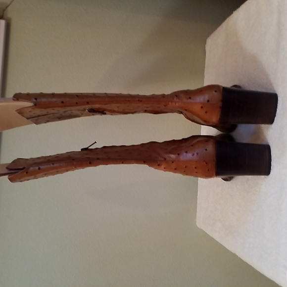 Oliver Fashion Boots Made From Ostrich Skin With Wooden Soles Size 38 - Picture 5 of 10